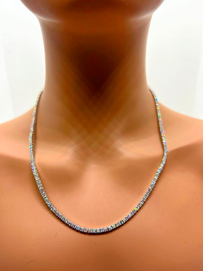 14k White Gold Tennis Lab diamond necklace ~3mm