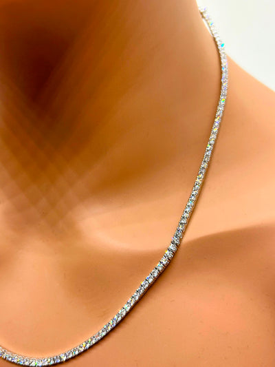 14k White Gold Tennis Lab diamond necklace ~3mm