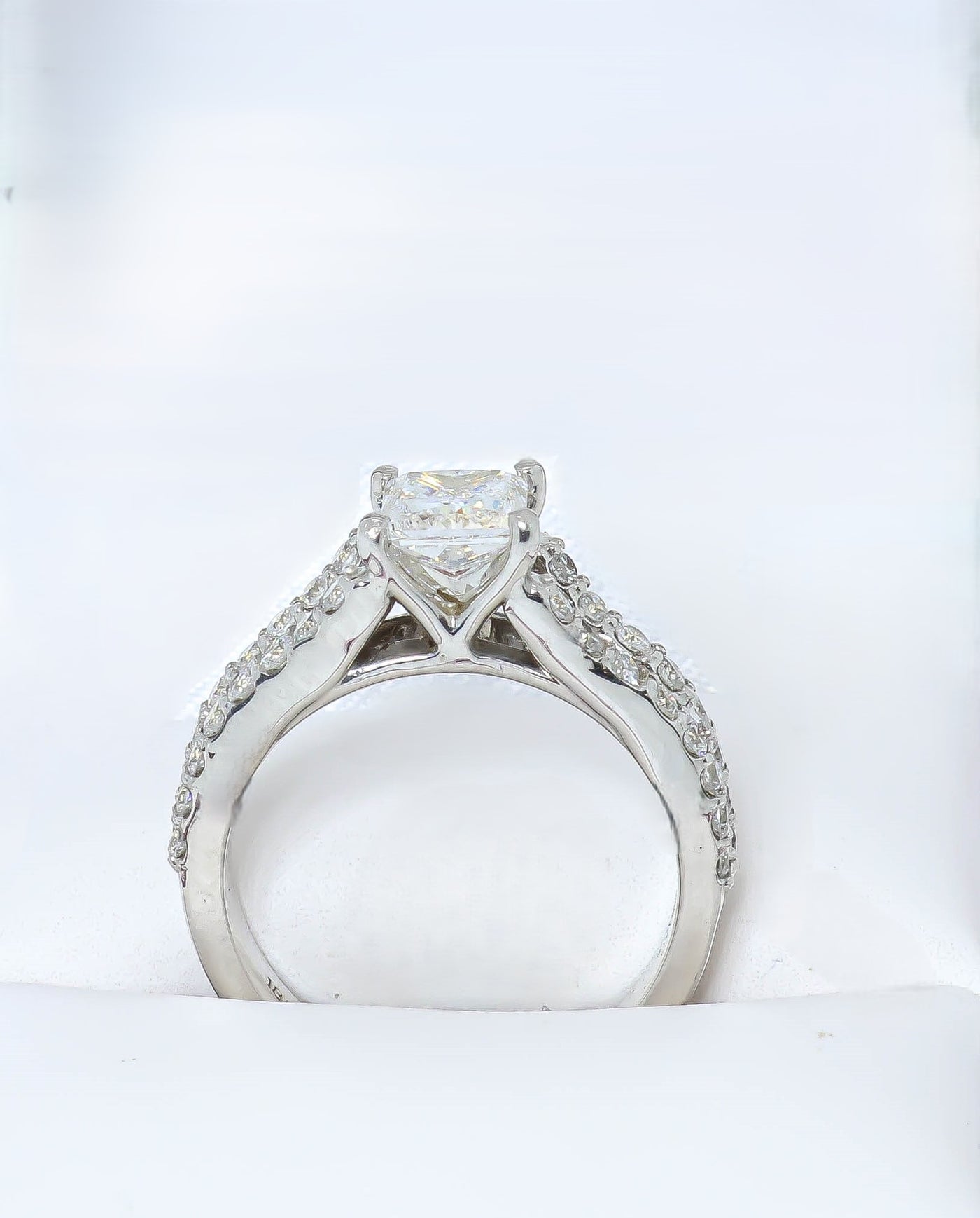 18K White Gold Split Shank with 1ct princess cut lab diamond