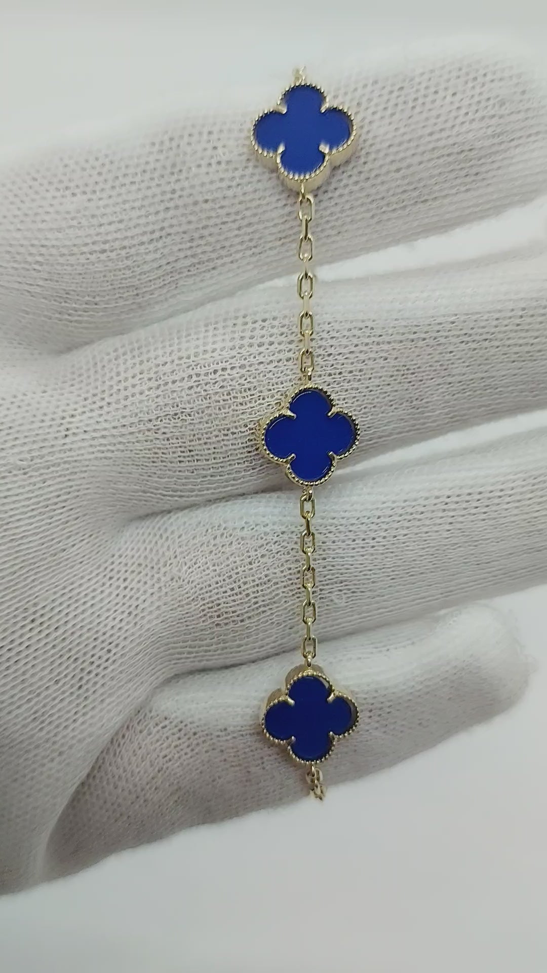 10k Gold Dark Blue Clover Leaf