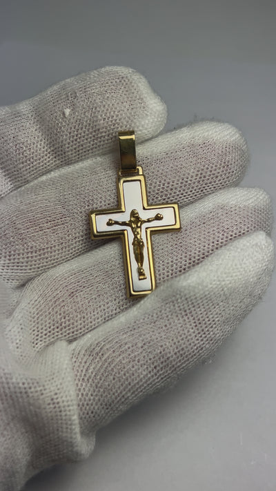 10k gold Cross pendant 2 tone