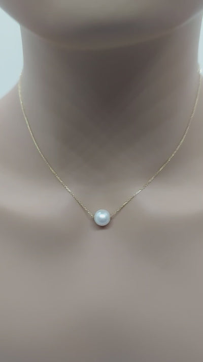 10k Real Solid Gold Pearl Necklace for women