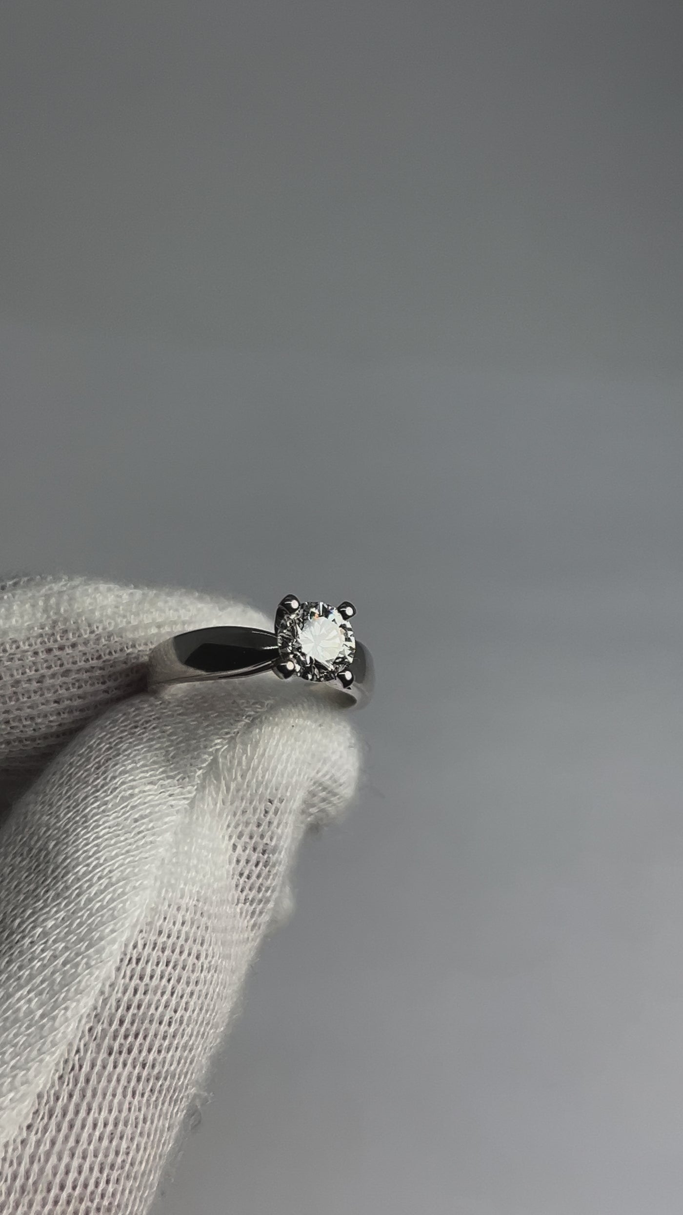 1ct lab diamond Solitaire Engagement Ring with 14k White Gold