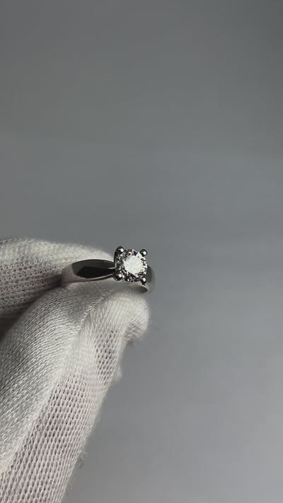 1ct lab diamond Solitaire Engagement Ring with 14k White Gold