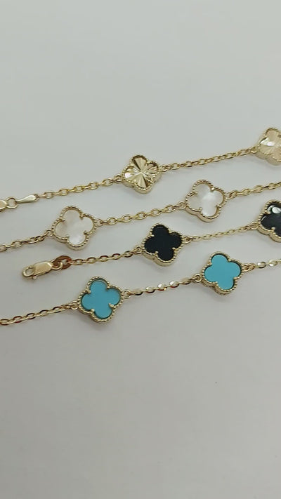 10k Solid Gold Customizable Clover leaf Bracelets