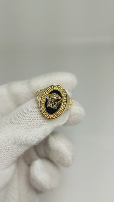 10k Gold Medusa Onyx Ring