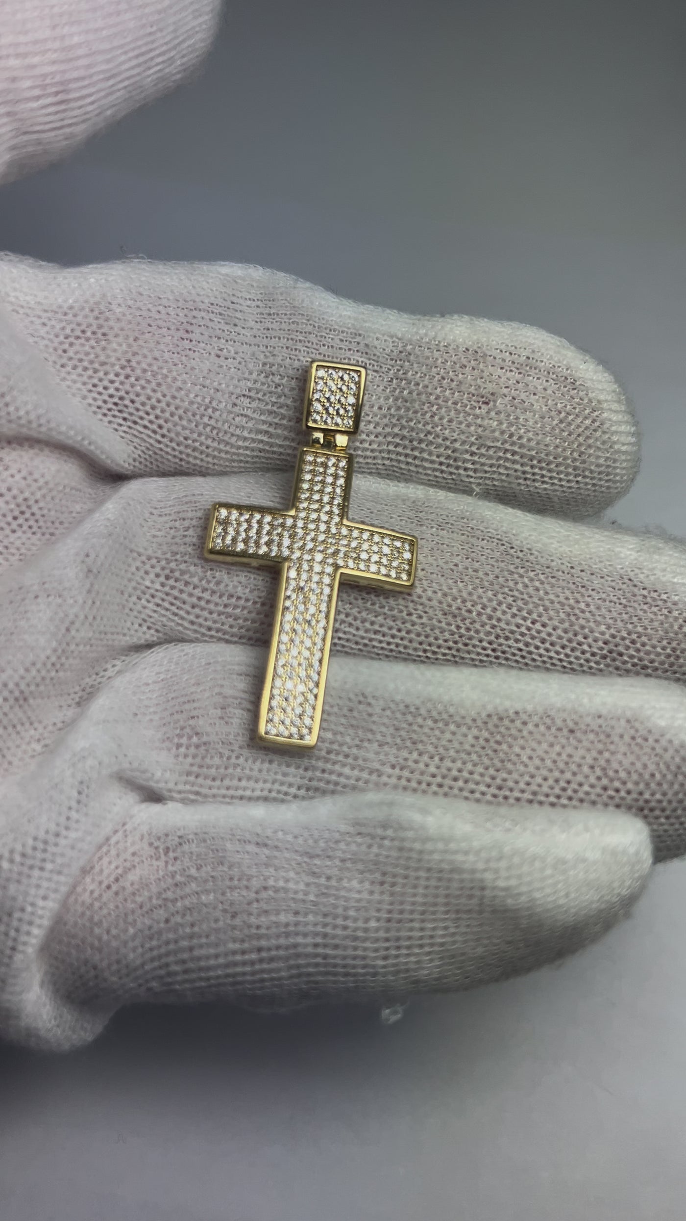 10k Cross Pendant with CZs