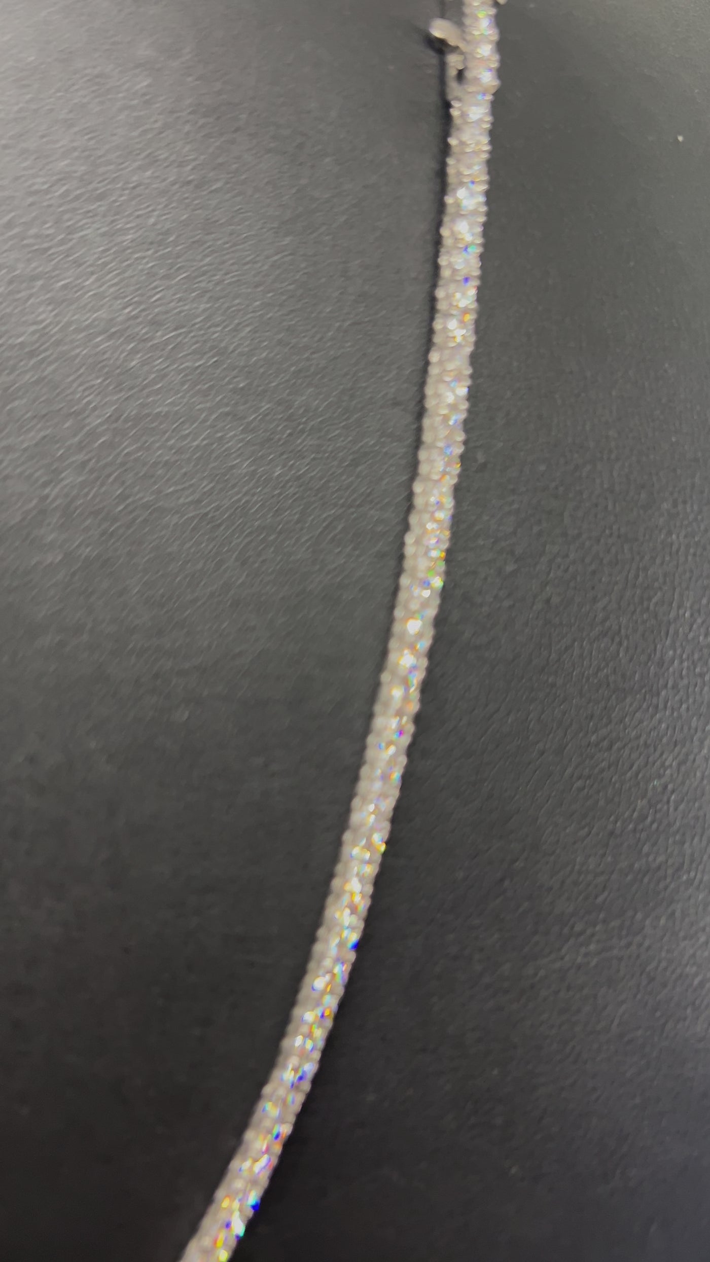 14k White Gold Tennis Lab diamond necklace ~3mm