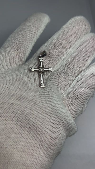 10k White Gold cross with X in middle