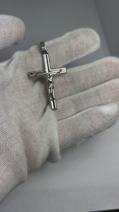 10k White Gold cross with Jesus