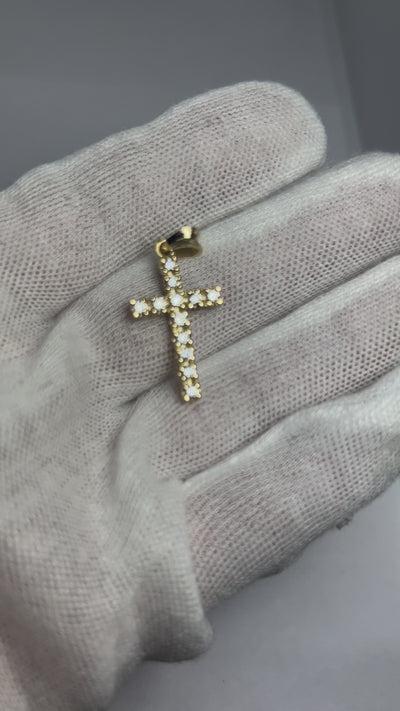 10k Yellow gold cross pendant with CZ stones