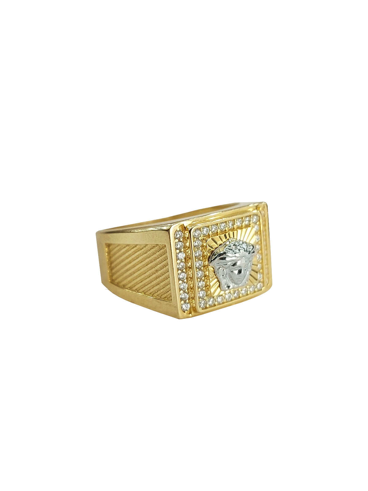 Men's gold ring with square shaped face