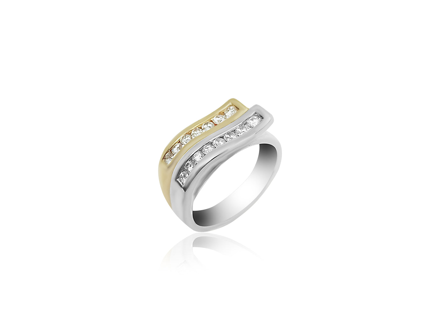 Fancy Gold Ring 2 tone with diamonds