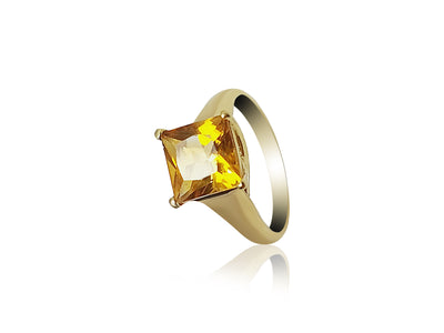 Gold Birthstone Ring with Citrine Stone