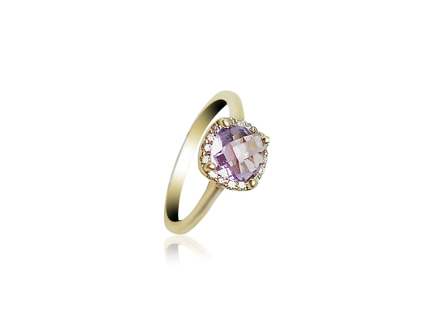 Gold Engagement Ring with Amethyst stone