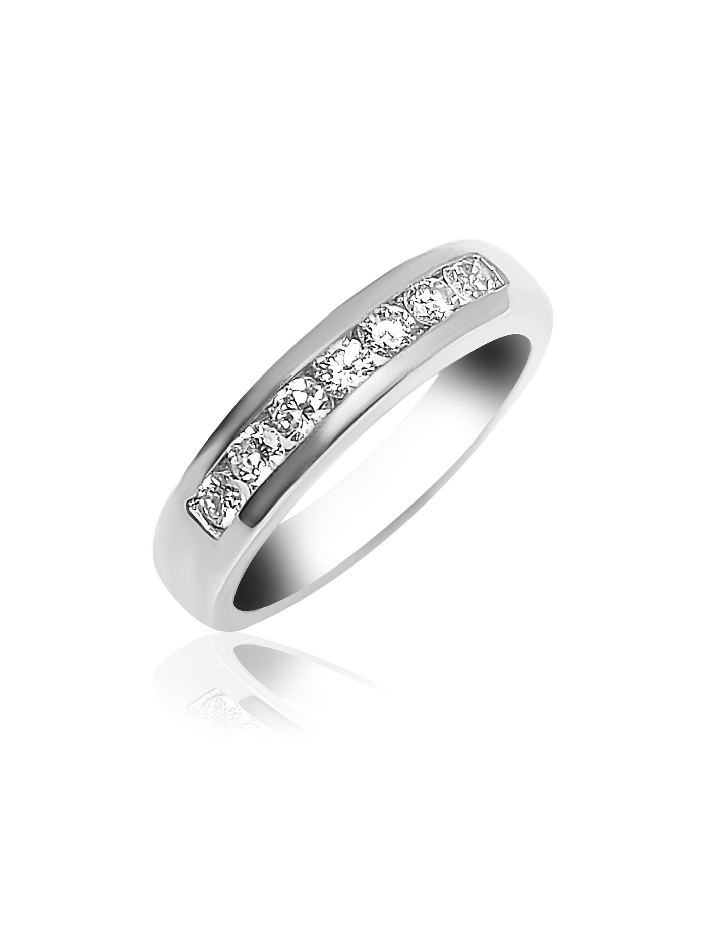 Wedding Ring with seven protected round cut brilliant diamonds