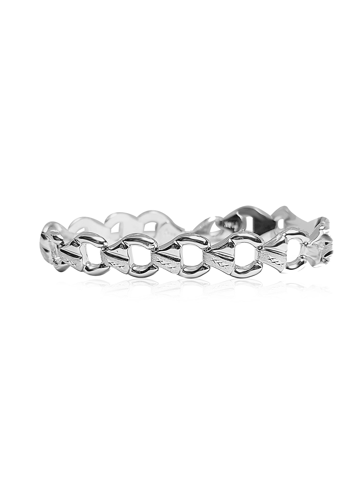 14k White Gold Bracelet, 9.8mm width, 7.4 gram