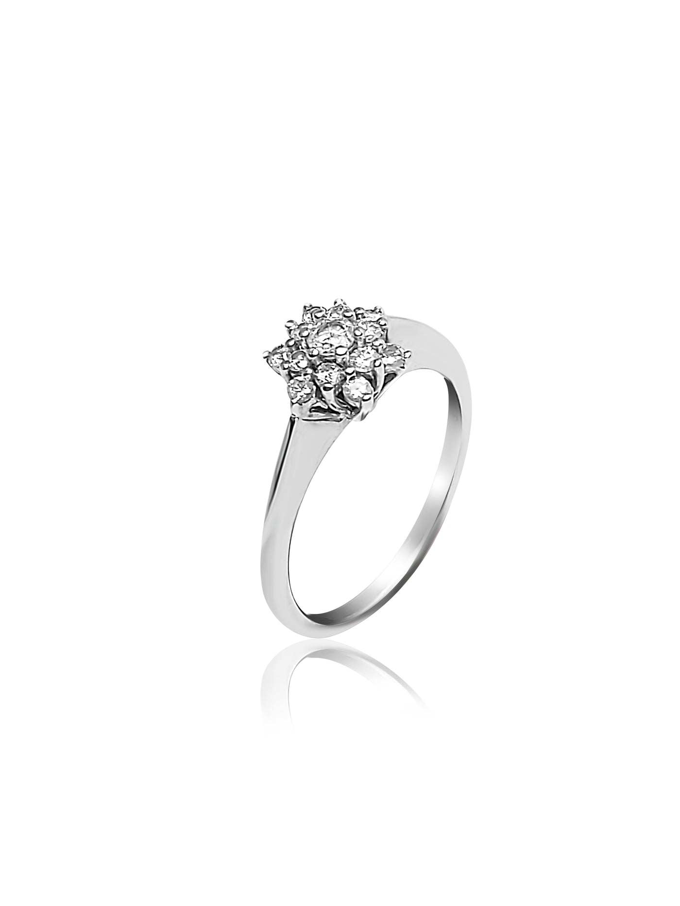 Flower Engagement Ring with 0.20ct diamonds