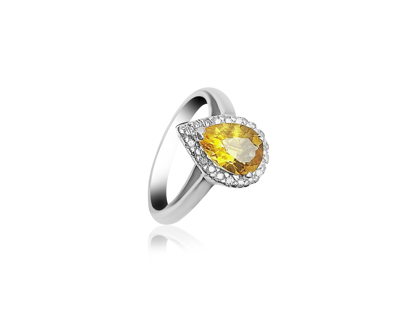 Engagement Ring with Pear cut Citrine stone