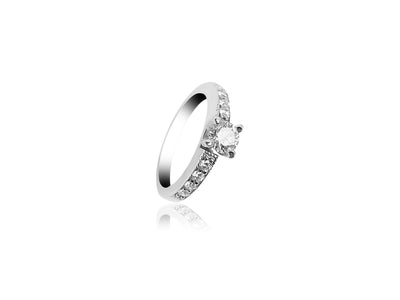 Pavé Engagement Ring with 0.60ct Round cut Diamond