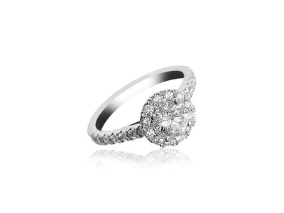 Halo Engagement Ring with 0.65ct Round cut diamond