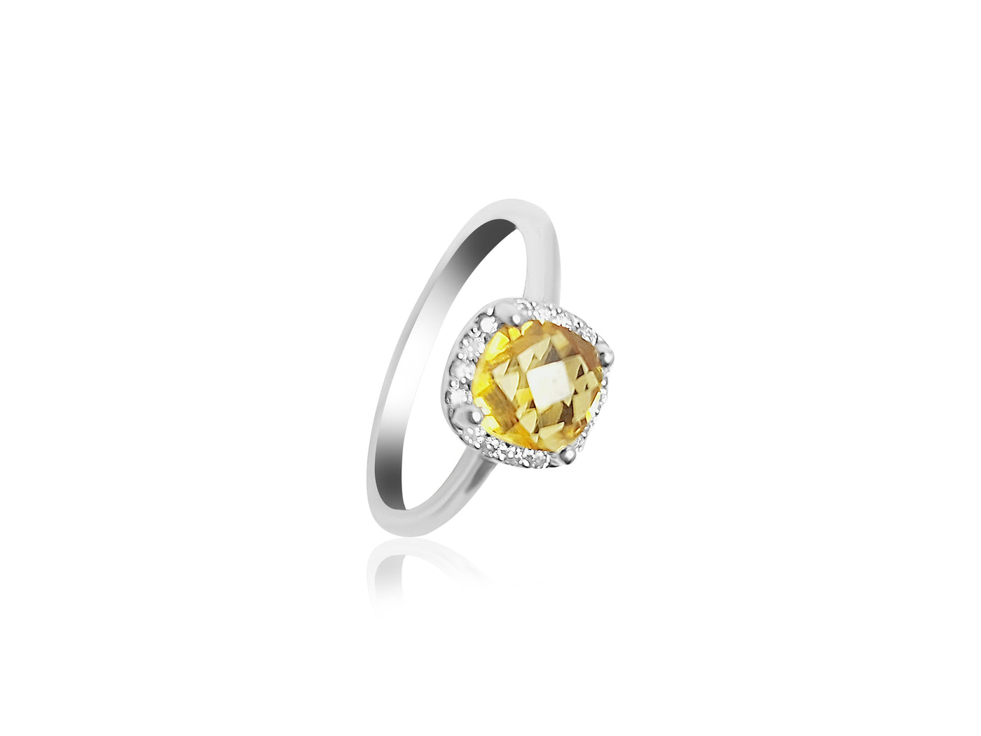 Birthstone Ring with Citrine stone and diamonds