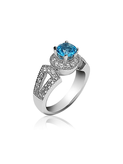 Engagement Ring with Blue Topaz stone