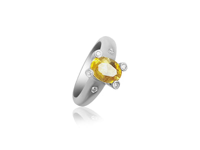 Engagement Ring with Citrine Stone and diamonds