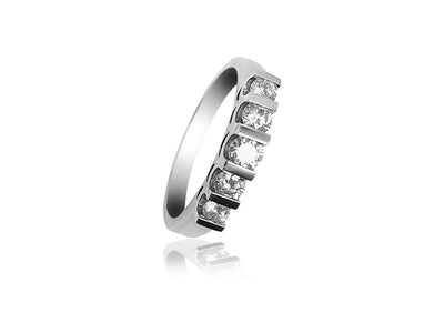 Wedding Ring with five Round cut Diamonds