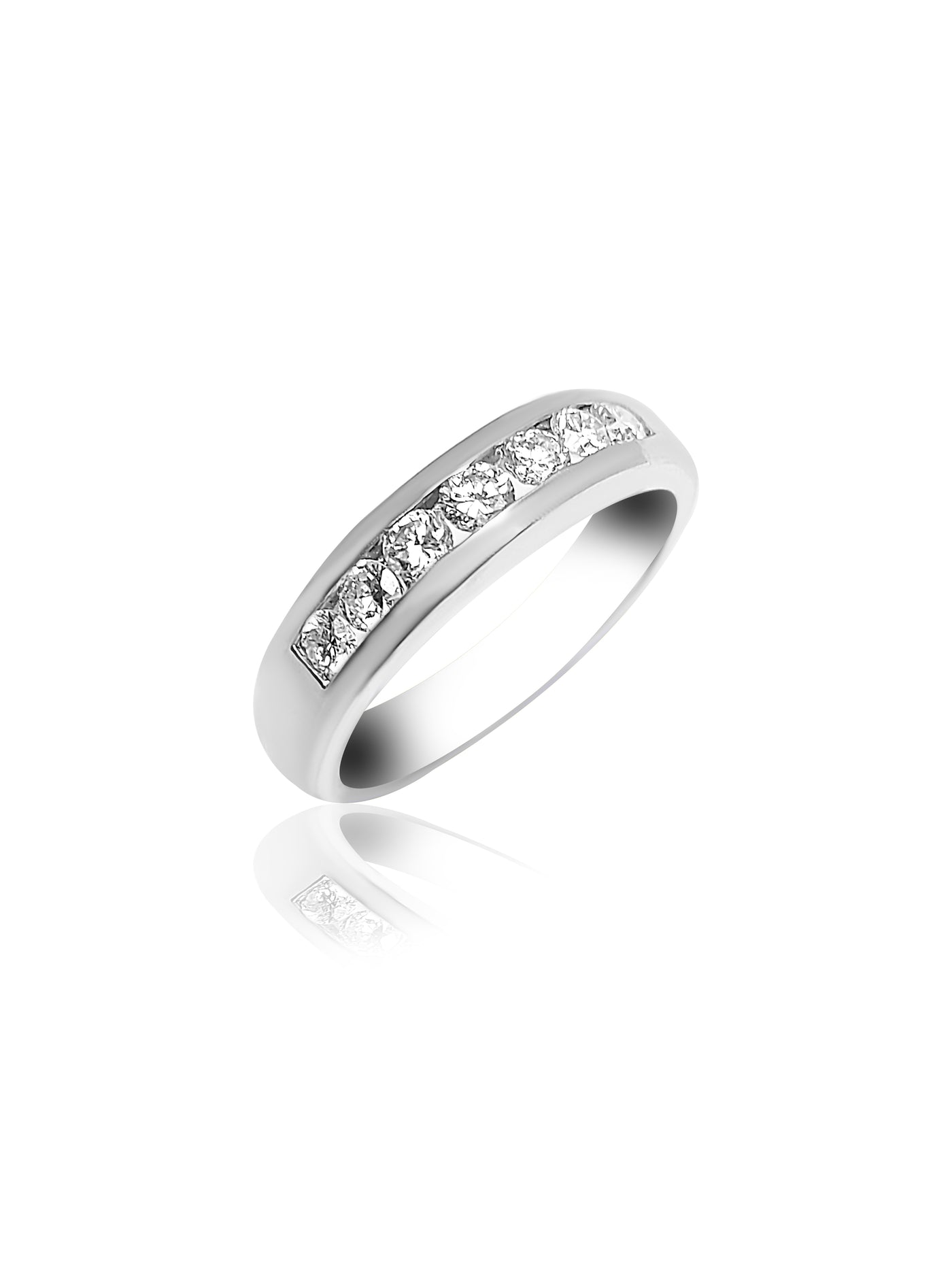 Pavé Wedding Ring with Seven Round cut Diamonds