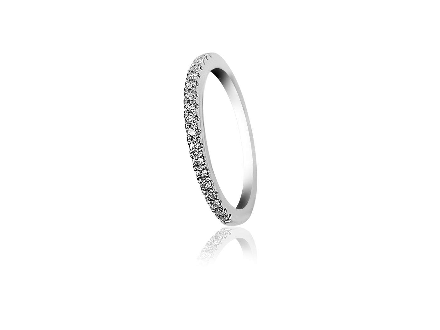 Pavé Setting Wedding Ring with 18 Round cut Diamonds