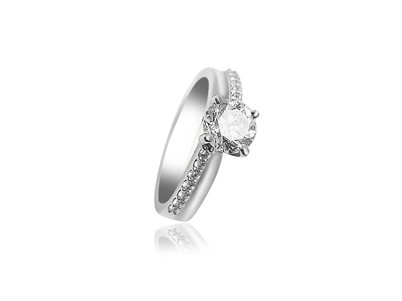 Pavé Engagement Ring with 1.12ct Round cut Diamonds