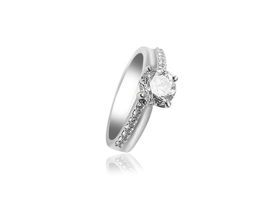 Pavé Engagement Ring with 1.12ct Round cut Diamonds