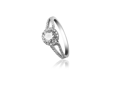 Split Shank Halo Engagement Ring with 0.80ct Round cut Diamonds