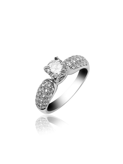 Pavé Engagement Ring with 1.10ct Round cut Diamonds