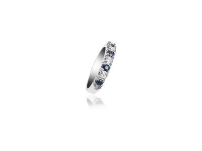 Wedding Ring with Diamonds and Sapphires