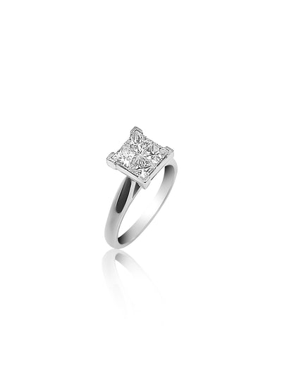 Titled 18k white gold engagement ring with 1ct diamond