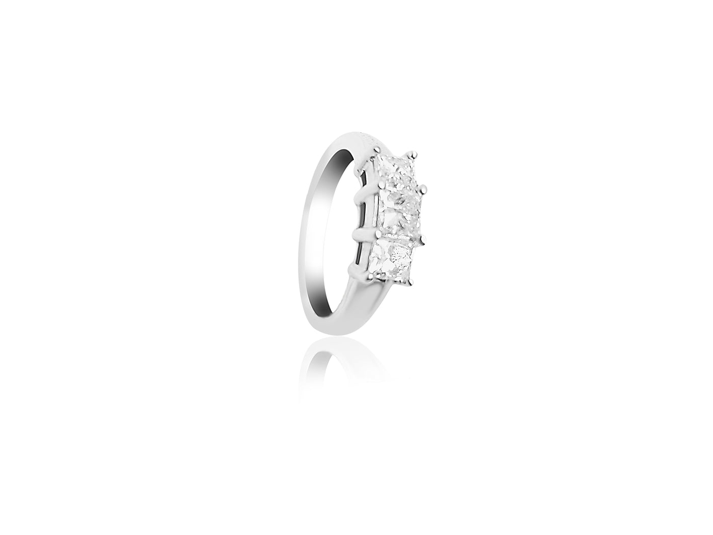 18k White Gold Three diamond Engagement Ring