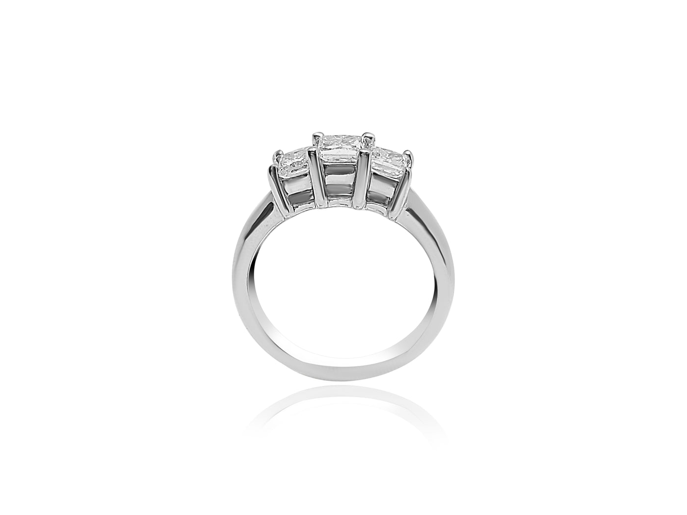 18k White Gold Three diamond Engagement Ring