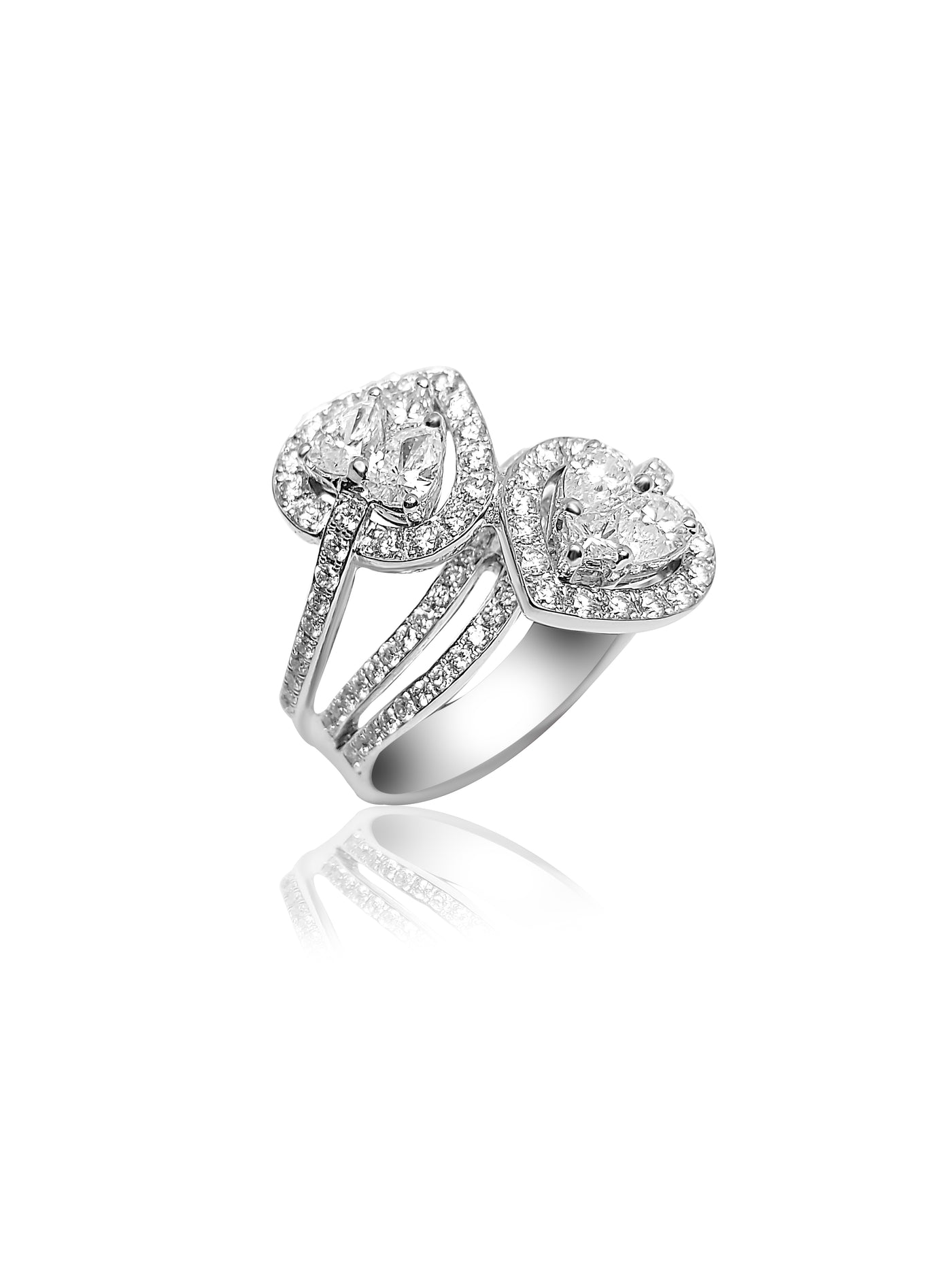 18k White Gold Heart-Shaped Engagement Ring/Fashion Ring