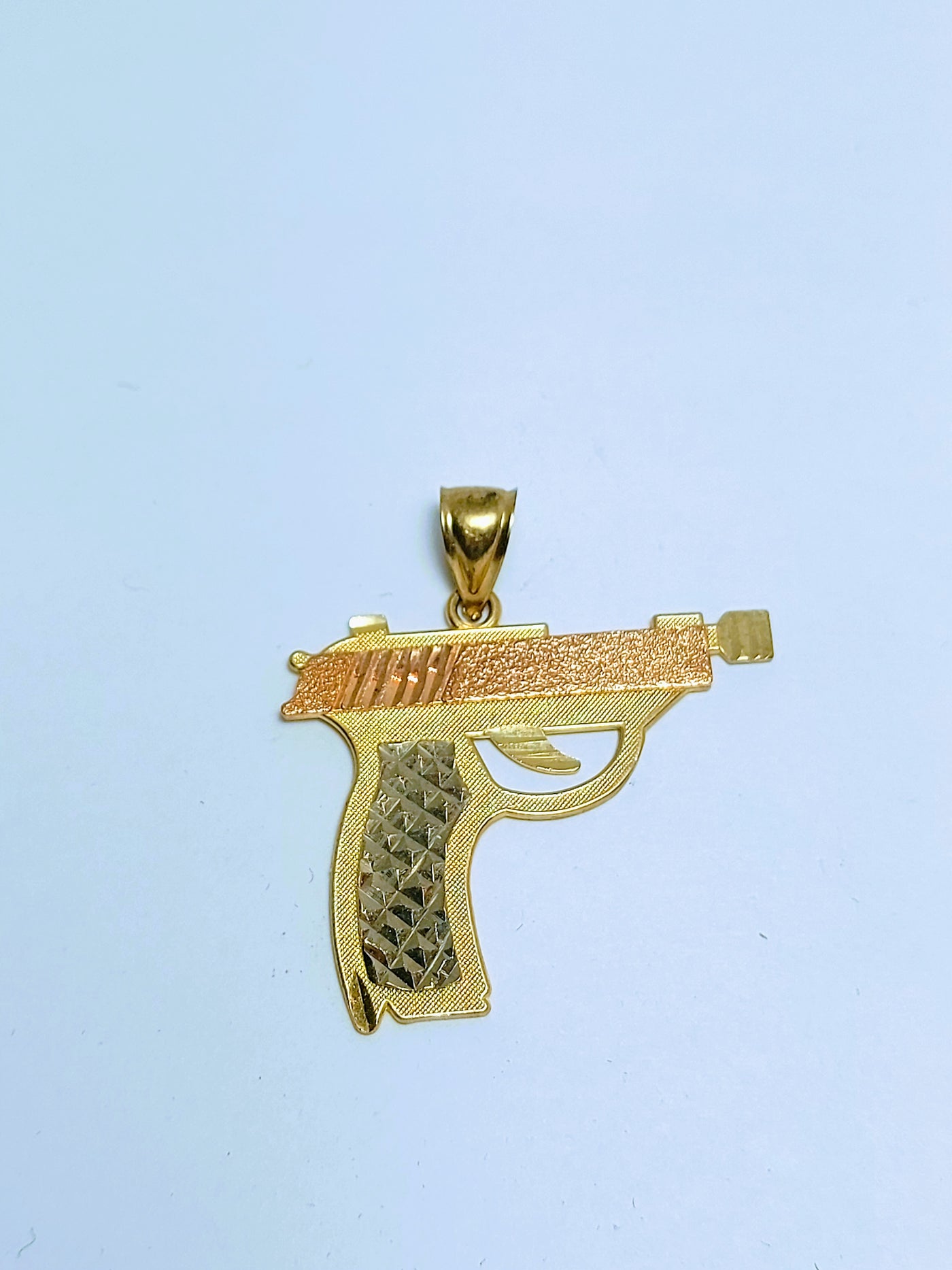 Pistol gun gold pendant