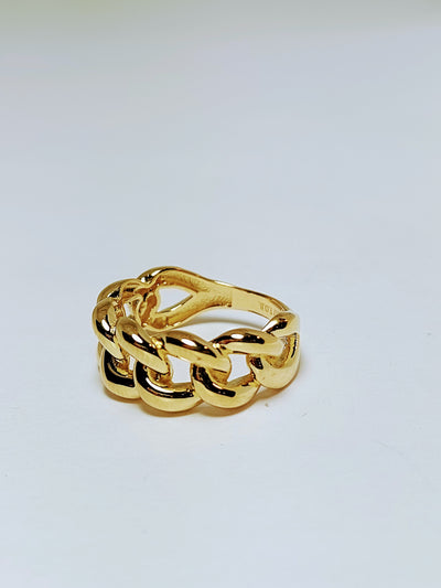 Gold Cuban link ring