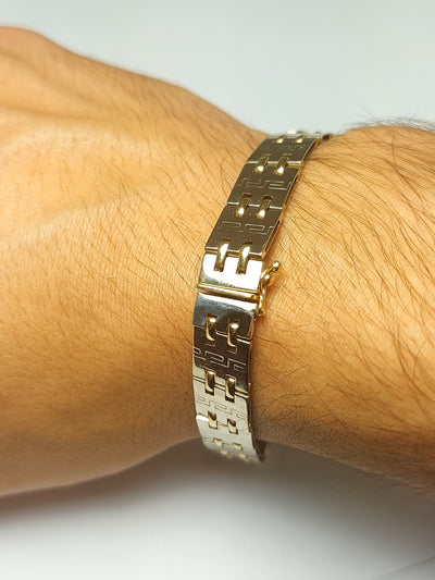 Men's gold reflecting bracelet with box lock