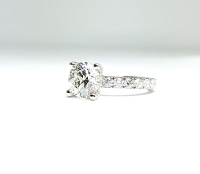 Pavé Engagement Ring with 2ct Round cut Center Lab Diamond