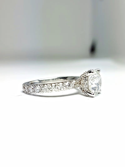 Pavé Engagement Ring with 2ct Round cut Center Lab Diamond