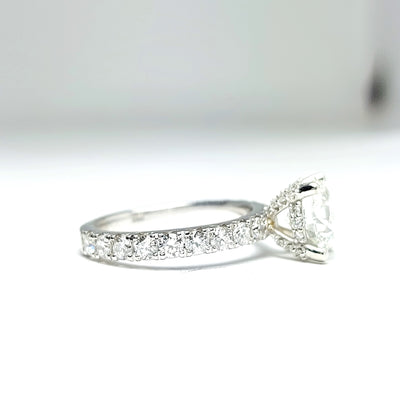 Pavé Engagement Ring with 2ct Round cut Center Lab Diamond