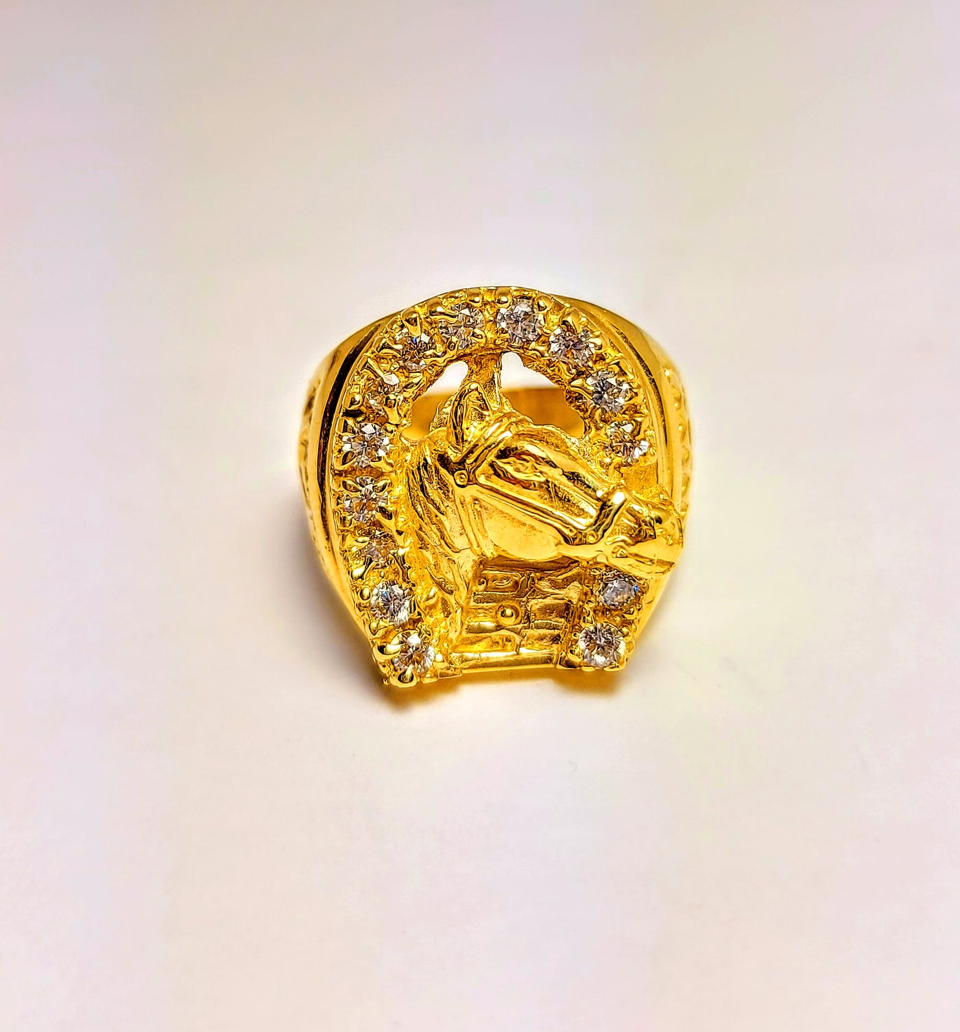 Gold horse ring for men