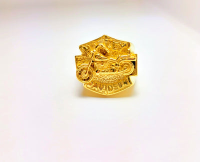 Gold motorcycle ring for men