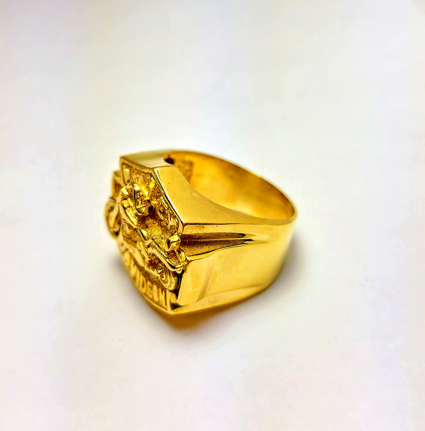 Gold motorcycle ring for men