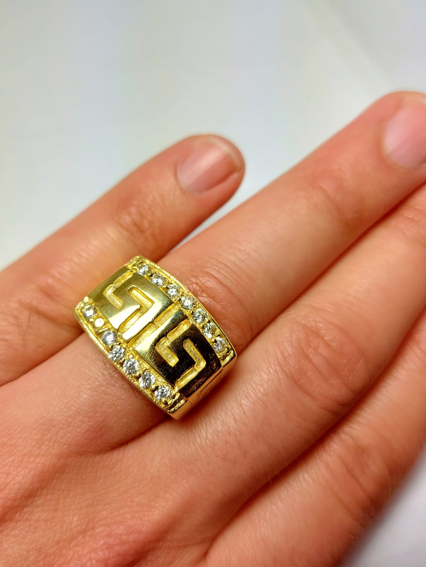 Gold Greek design ring for men